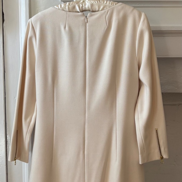 Cream Long Sleeve Mini Dress with Gold Zipper Detail - Picture 3 of 5